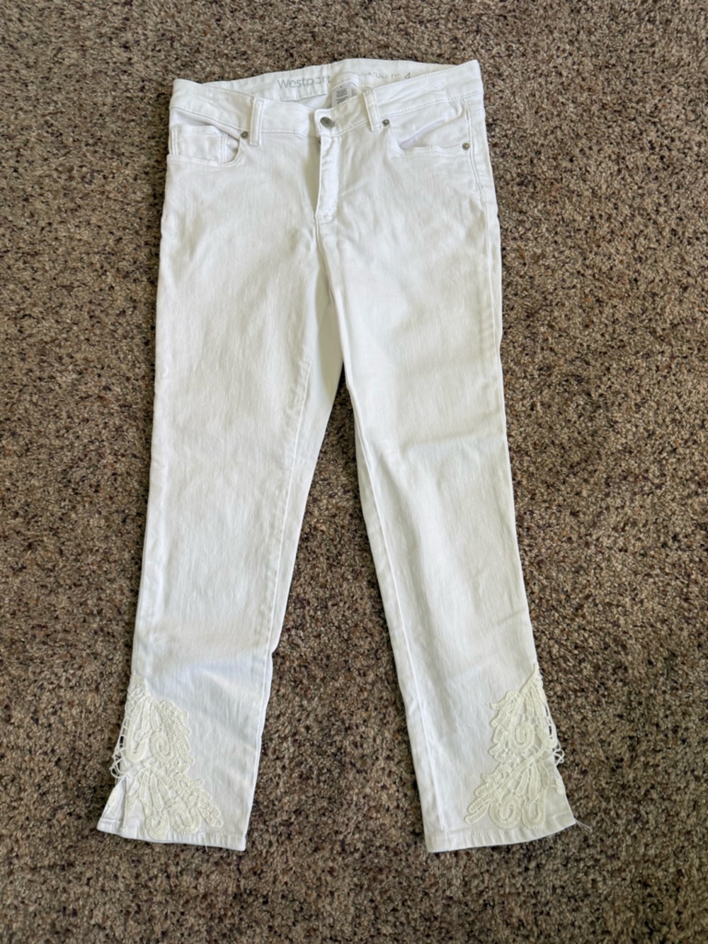 Westport White Ankle Jeans with Lace Trim